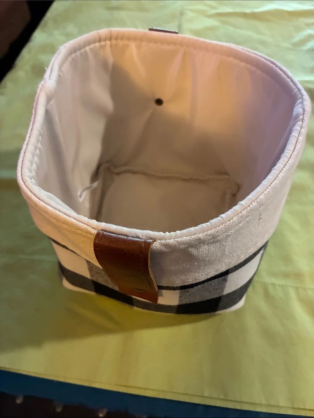 Canvas Checkered Storage Bin in Black and Cream